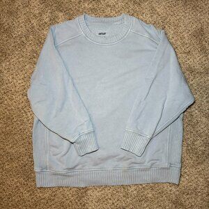 Aerie Crew Neck Sweatshirt Ribbed Hem pullover Light Baby Blue cozy size Large